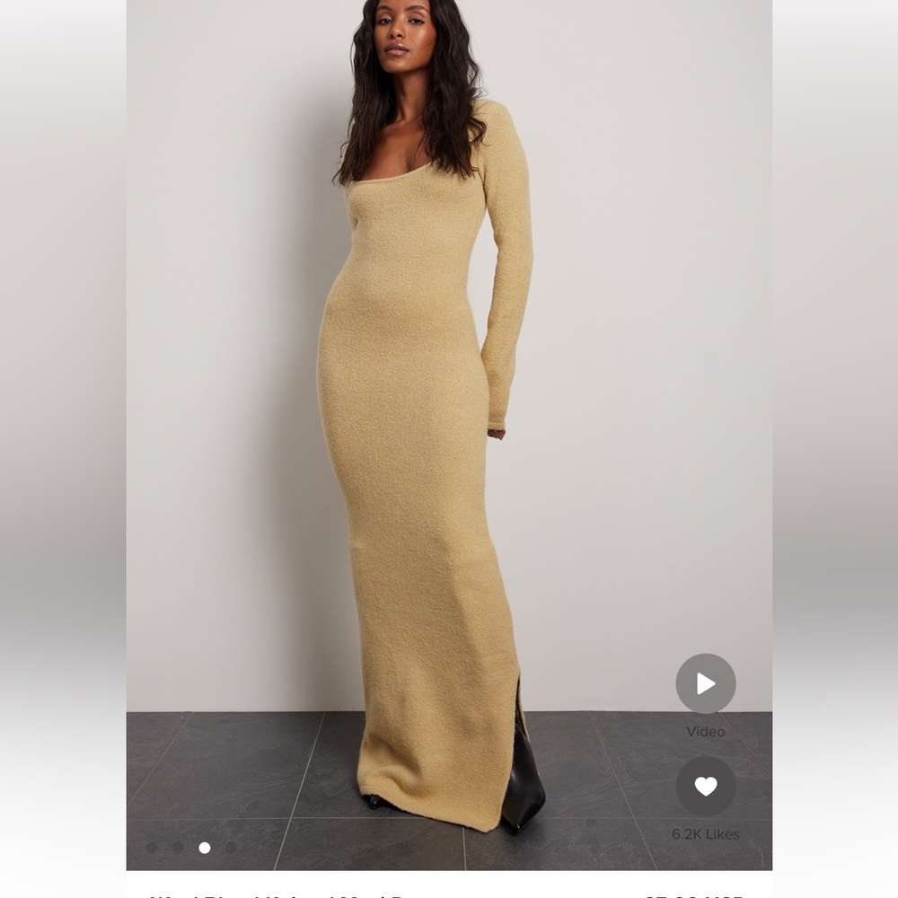NA-KD Wool blend knitted maxi dress